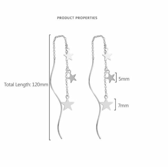 NEW 925 Sterling Silver Swirl Star Earrings - Picture 6 of 6